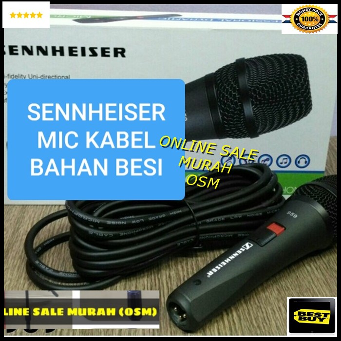 Sennheiser GOLDEN legendary Mic GOLD song musik kabel Microphone senheizer senheiser cable karaoke vocal audio sound mik pengeras suara pro profesional vokal mikrophone dynamic legendaris LUT  TERBUAT DARI BESI 1 Mic kabel 4-6meter  sennheiser 959 Suara b