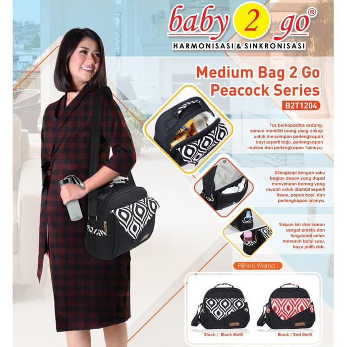 Baby 2 Go Medium Bag Peacock Series B2T1204 / Tas Perlengkapan Bayi (Tersedia varian warna)