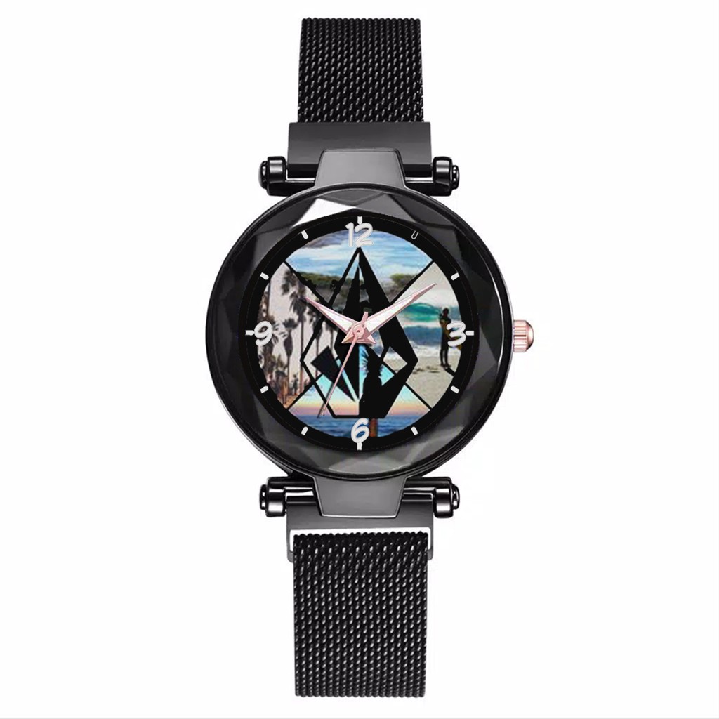 Jam Tangan Wanita Custom - VOLCOM MOTIF 2 Free Box &amp; Batre Cadangan