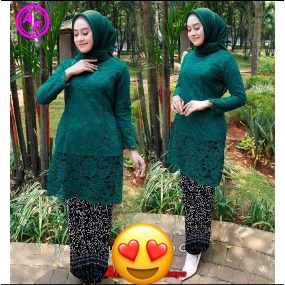 Tunik Alfiana Kebaya Brukat Corneli Tulang Glitter Brokat Timbul Set Alviana Batik Wisuda Kondangan!