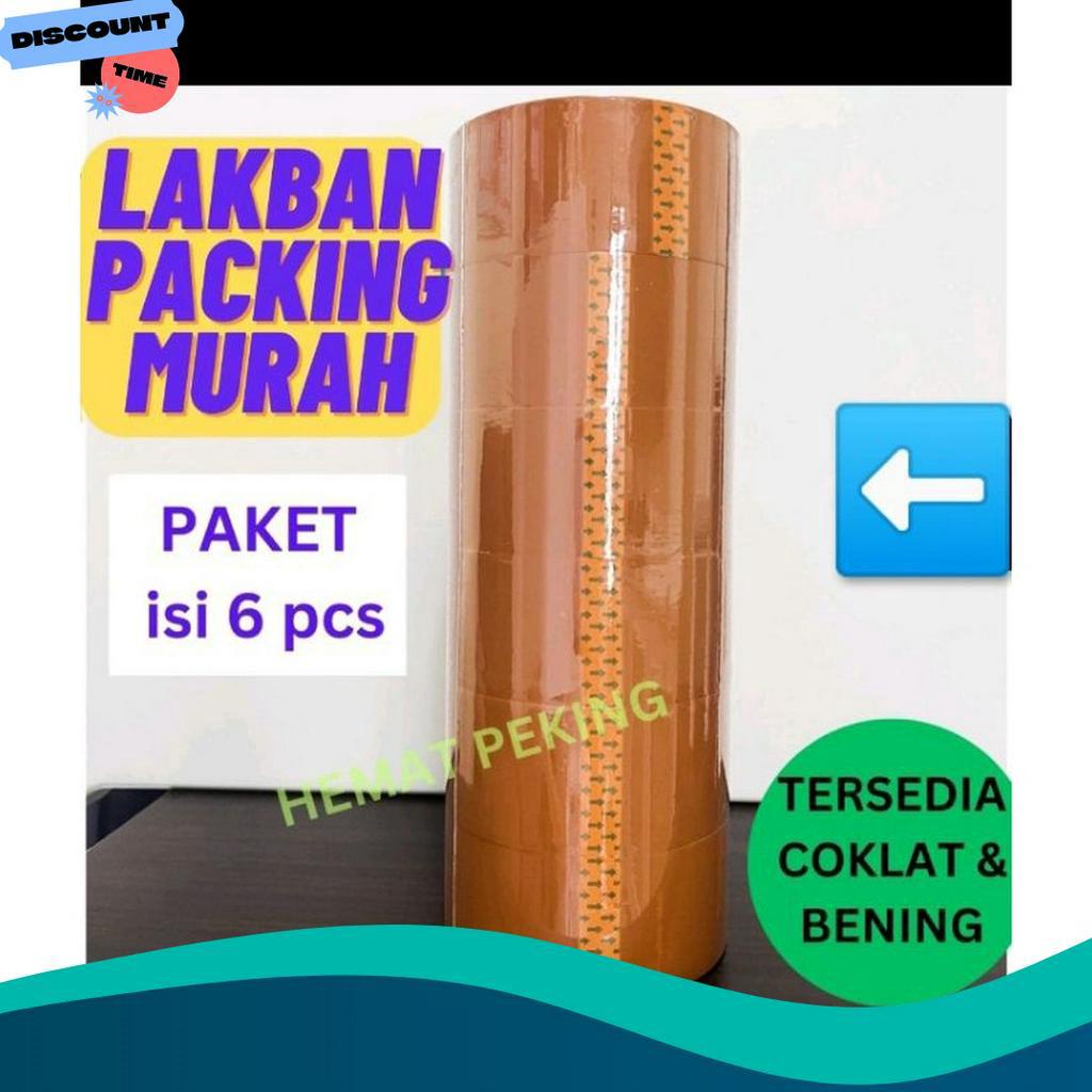 

TERMURAH Lakban Packing Murah Paket 6 pcs Bening Transparan Coklat