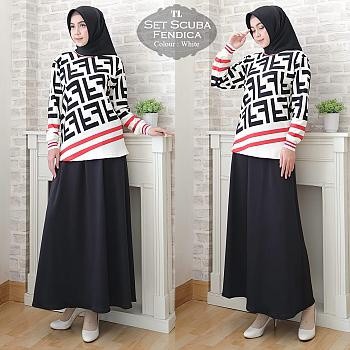 001 Tk Set Scuba FENDICA #Busana Muslim Baju Pakaian Gamis Maxi Dress Baru Murah Grosir TanahAbang