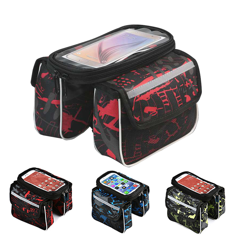 Bicycle Bag Touch Screen Waterproof Reflective Bicycle Frame Bag