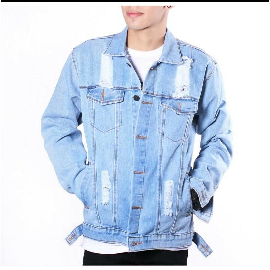 PGJB  Jaket Jeans Pria Sobek  Jaket Jeans Ripped Pria  Jaket jeans Pria Jaket Denim Sobek Pria