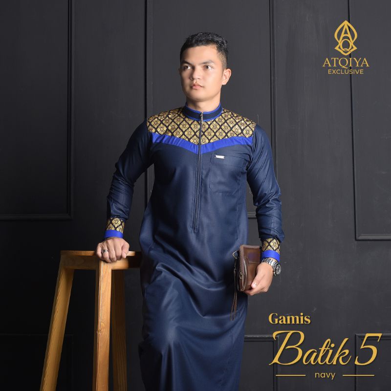 Gamis ATQIYA BATIK 5 / Gamis Pria / Jubah Laki Laki / Gamis Elegan Trendy Dan Kekinian