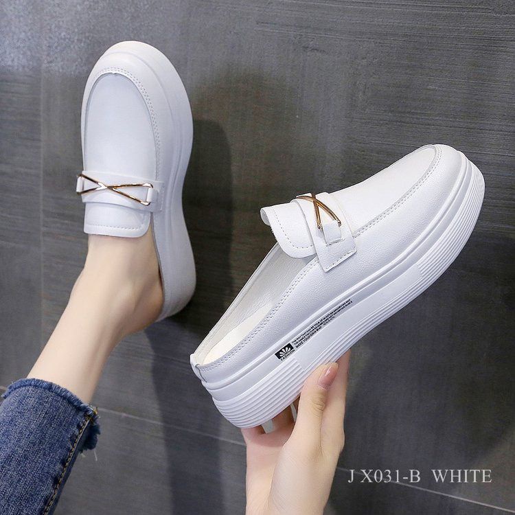 SEPATU MULES WEDGES WHITE FASHION DALE  X031-B