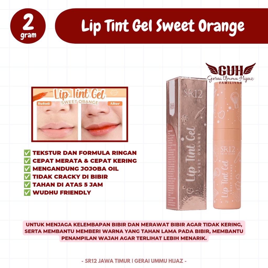 Jual GUH LIP TINT GEL LIPTIN SR12 SWEET ORANGE SR12 / LIP TINT AWET