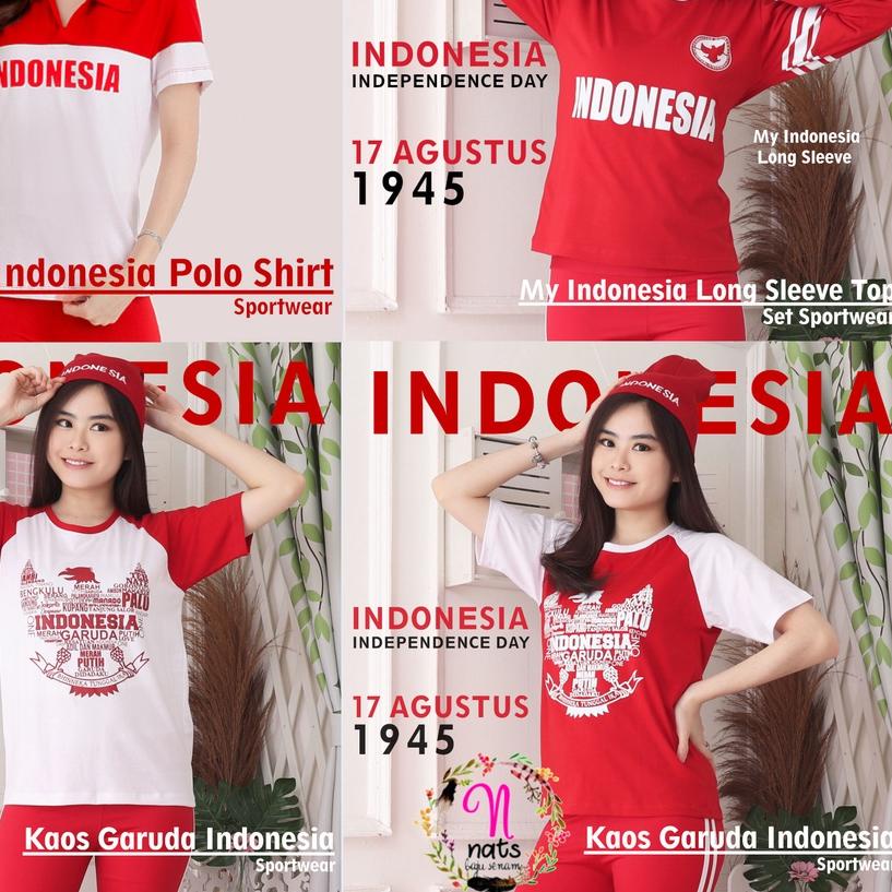 ➬ Kaos Indonesia Kaos merah putih baju senam kaos zumba baju olahraga wanita bandung ♡