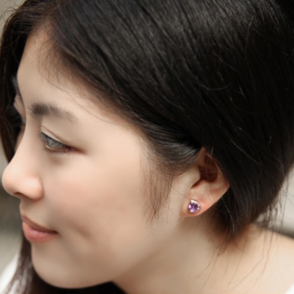 Hu Hu Hu Hu Hu Alat Bantu Pasang Kacamata♡ Anting Stud Bentuk Hati Aksen Berlian Imitasi Untuk Wanita