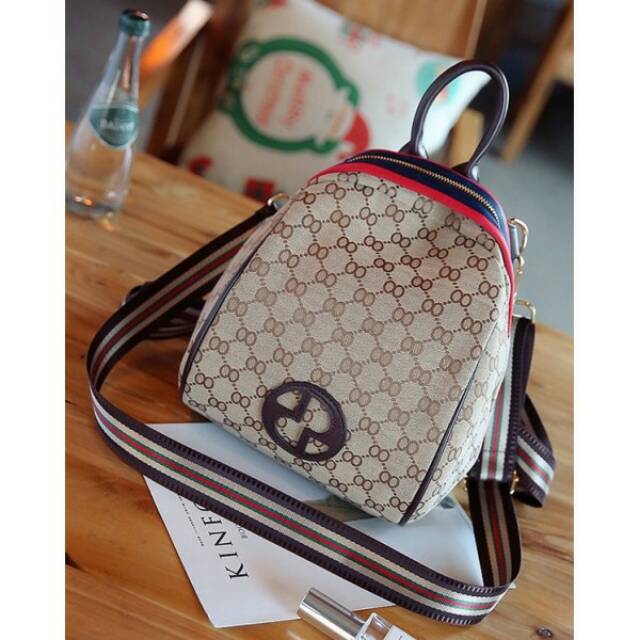 Best seller Grosir tas import Gucci  10239 BAG BROWN RANSEL+JINJING