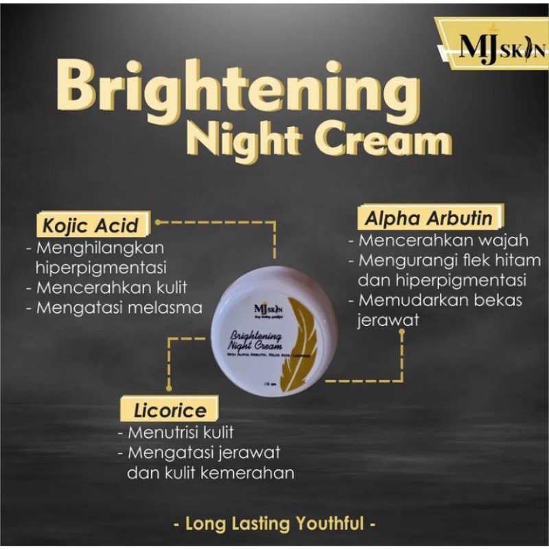 brightening night cream - krim malam - pencerah - alpa arbutin - aman untuk ibu hamil menyusui - MJs