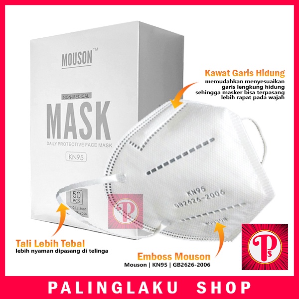 Mouson Masker Warna isi 50 - Masker KN95 Face Mask Mouson KN 95