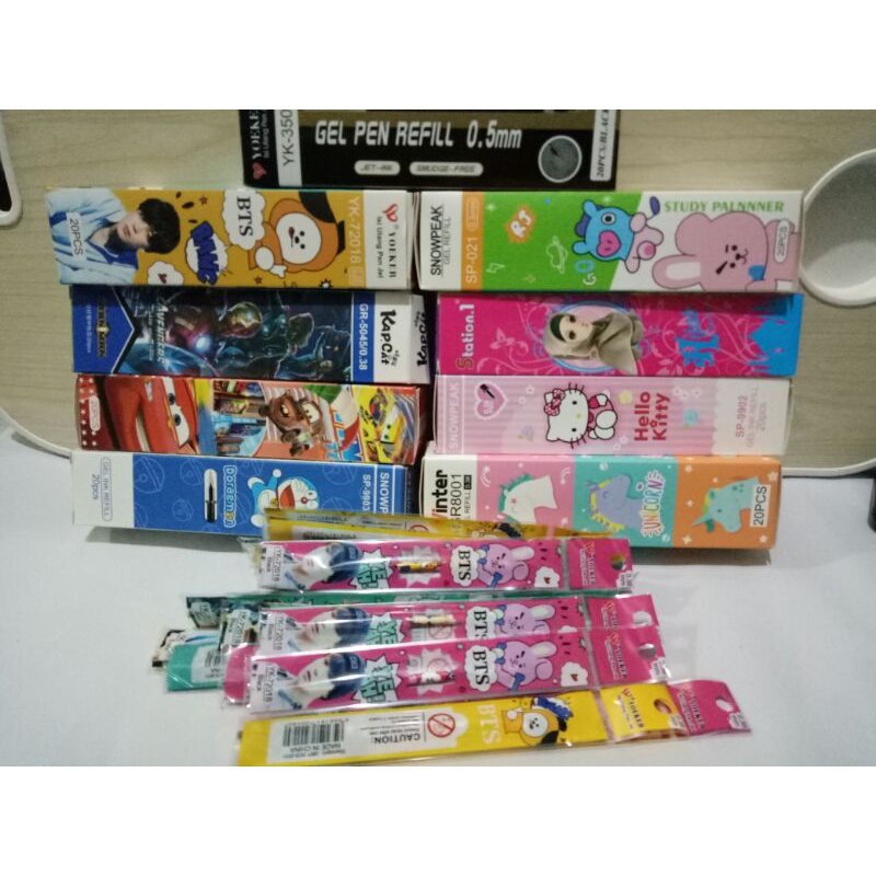 

Tinta Pulpen Cair Karakter/Gel(1ktk isi 20pcs)