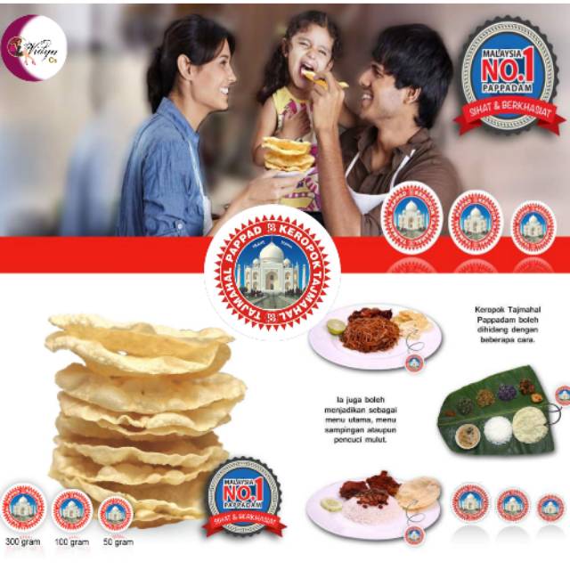 

Papadam Tajmahal /Appalam/kerupuk India 100 gram/Apallam Haks