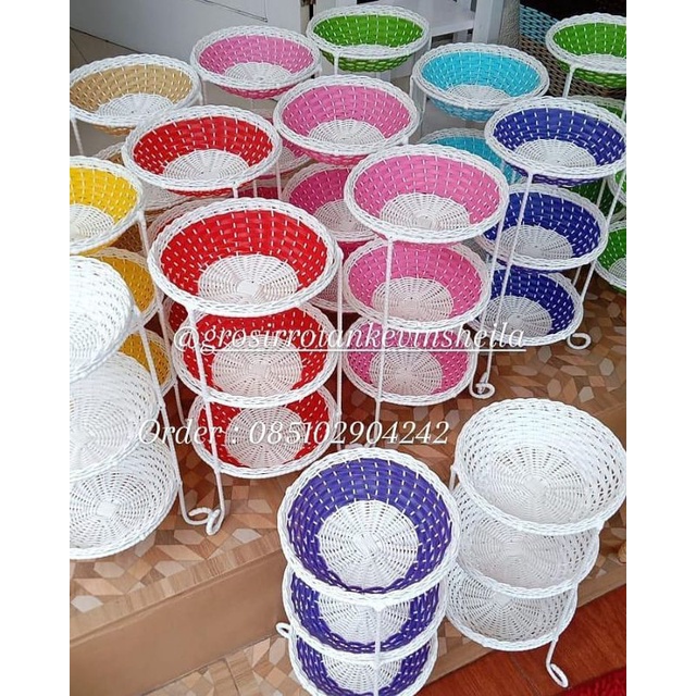Rak Bumbu Susun 3 Rotan Sintetis