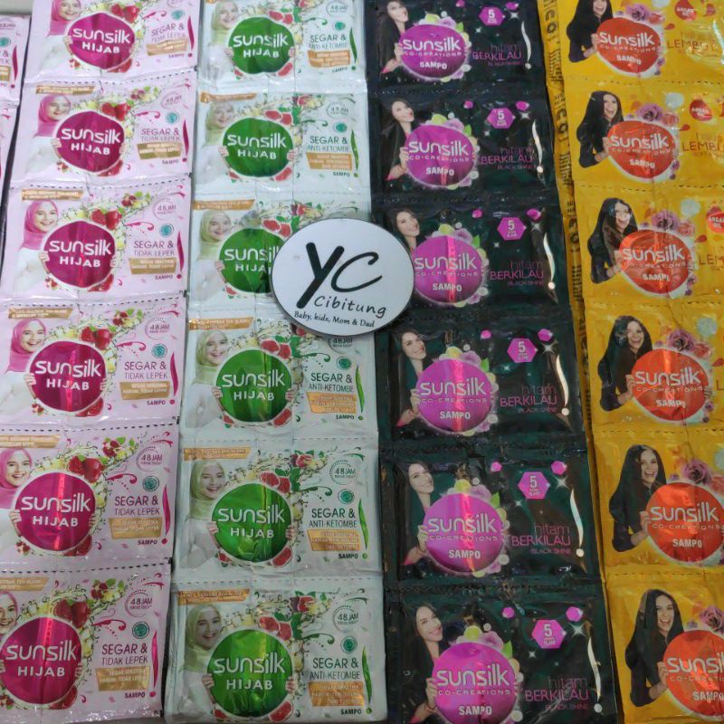 Bisa COD Sunslik sampo Hijab sachet 12pcs Renceng hitam berkilau black shine Rambut halus lembut soft sunsilk