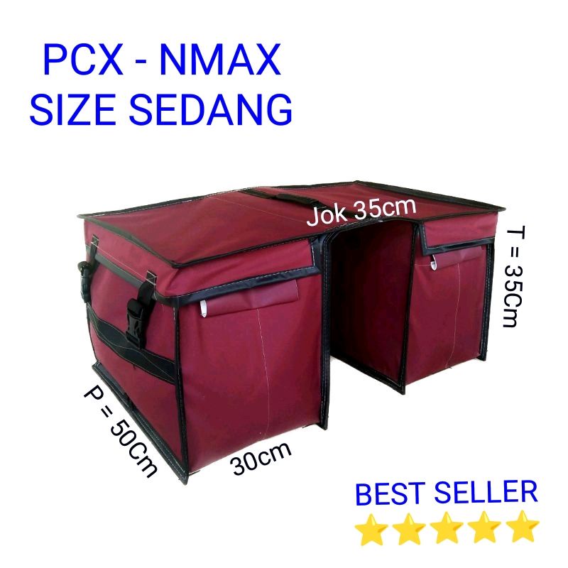 PCX NMAX SIZE SEDANG, TAS KURIR, TAS OBROK, BRONJONG MOTOR, BAHAN ANTI AIR, BAGASI MOTOR, BOX MOTOR