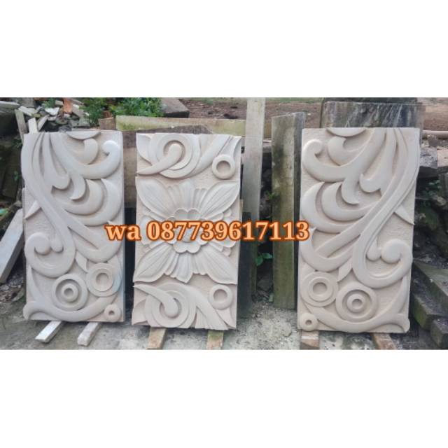 kerajinan batu ukir hiasan dinding relief ornamen loster lampion patung batu ukir