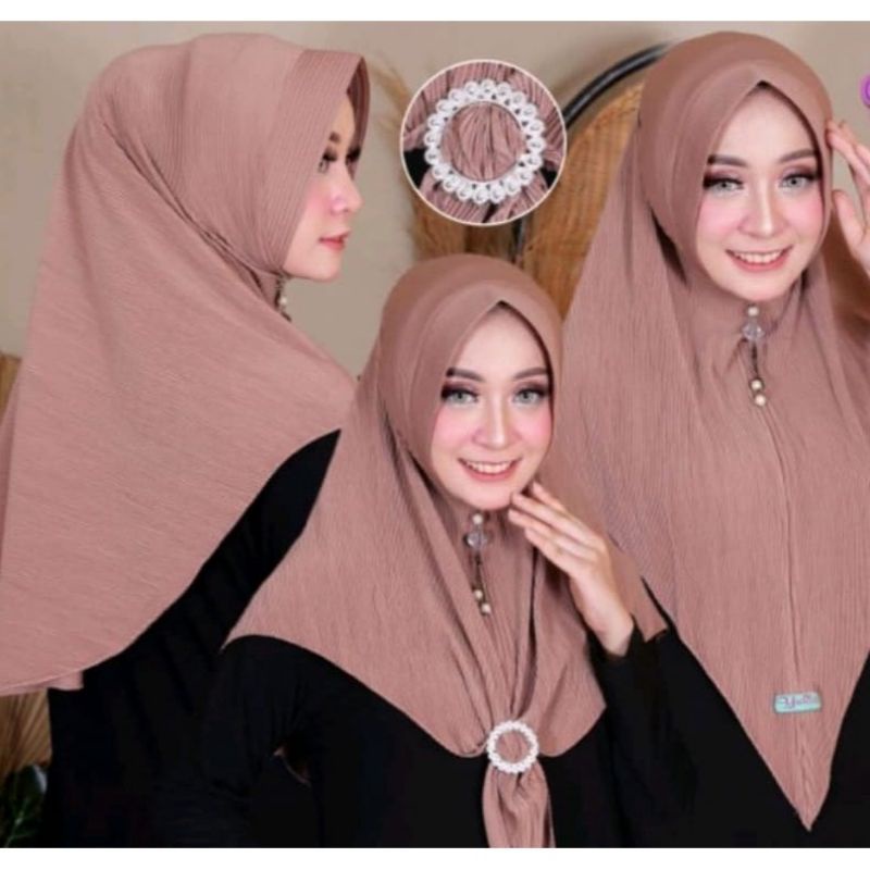Hijab Bergo Pet Blisket Gesper | Jilbab Instan Gesper | Kerudung Instan Plisket Pet Gesper