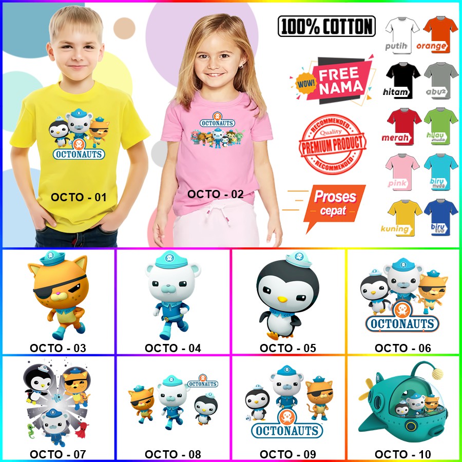 Baju Kaos ANAK DAN DEWASA OCTONAUTS COUPLE (FREE NAMA)