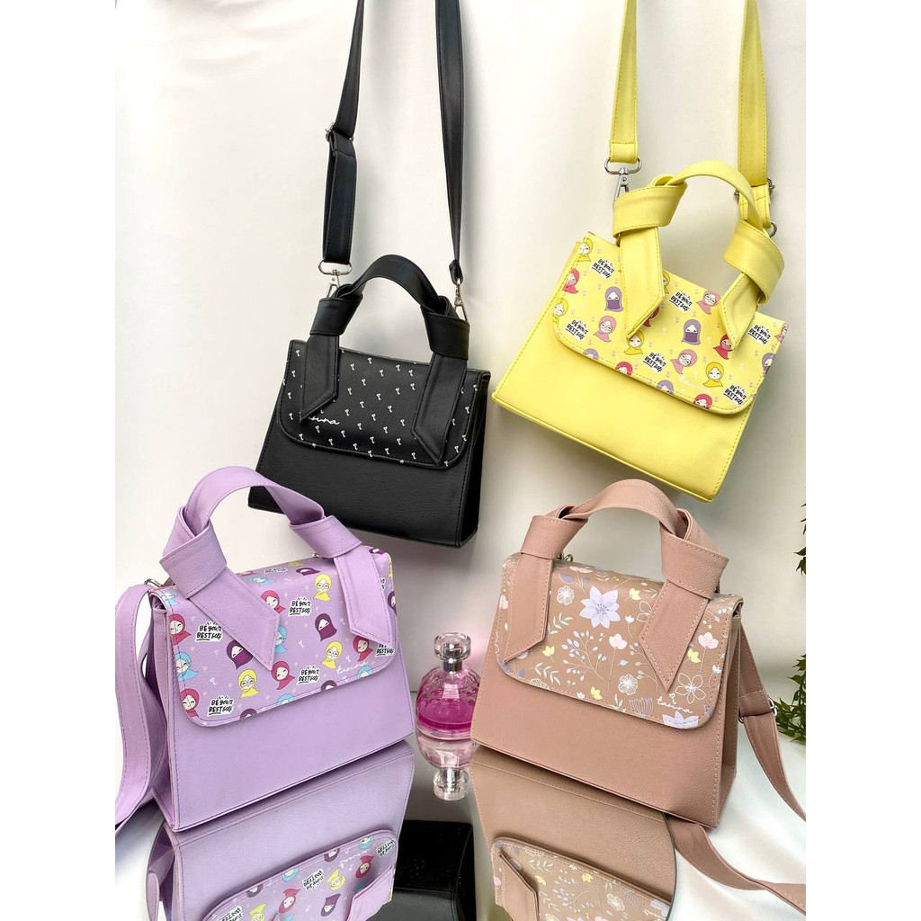 Tas Selempang Wanita Unik Lucu Model Sling Bag Cewek Bahan Kulit Sintetis Anti Air Queeny Slingbag O