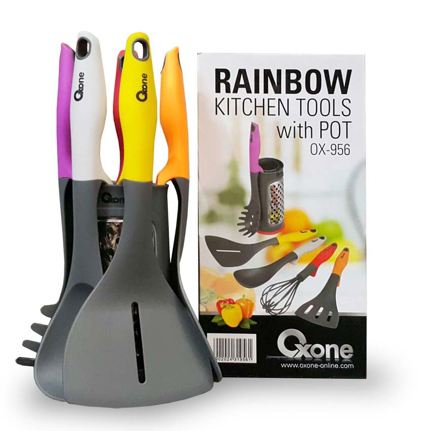 Oxone Spatula Set OX-956 Rainbow Kitchen Tools with Pot