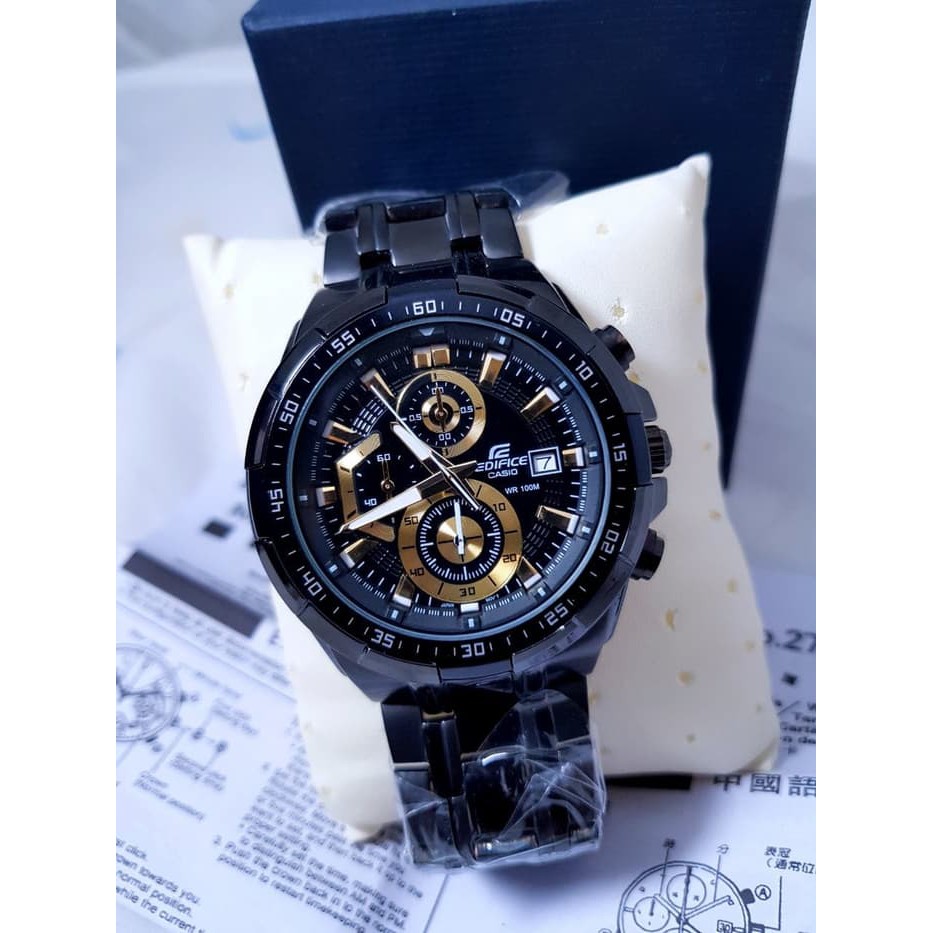 jam Tangan Casio Edifice EFR 539 stainless Black dial Gold