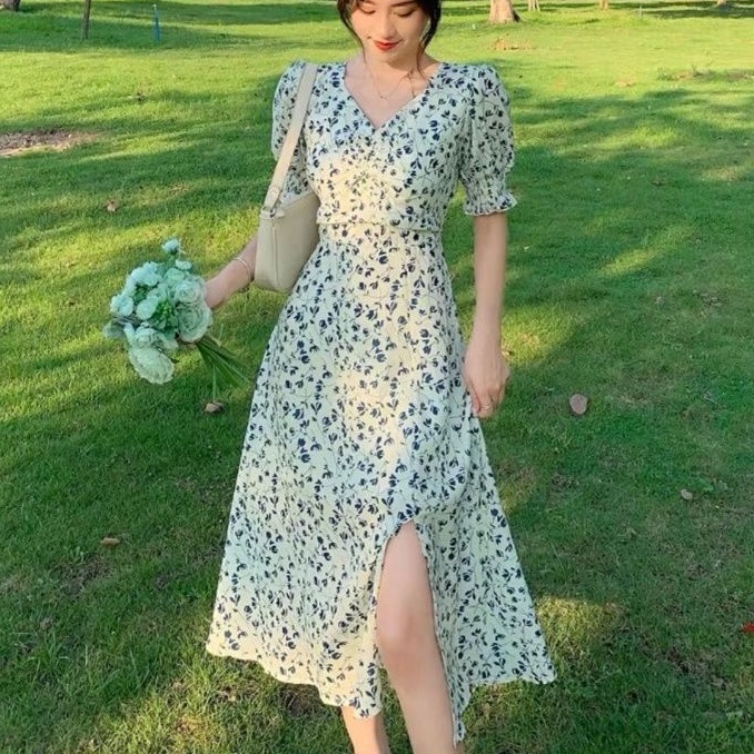 dress korean import / dress bunga flower floral garden / maxi dres korea bangkok bkk maxy vintage
