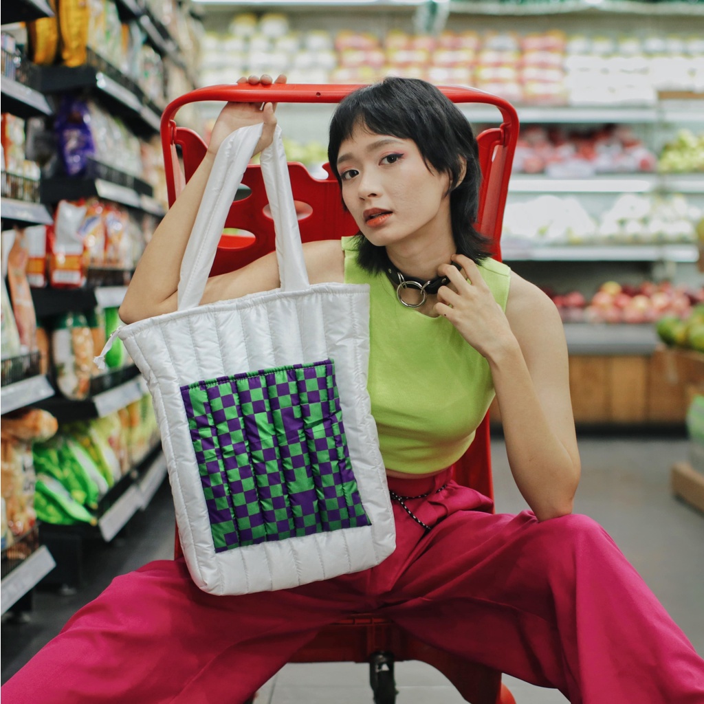 House Of We.Kala - Tas Wanita Tas Selempang Tote Bag Puffy Checkerboard Import Sling Bag Shoulder Bag - Paloma Tote Bag