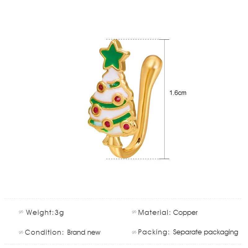 Klip Hidung Bentuk U Desain Pohon Natal Untuk Aksesoris