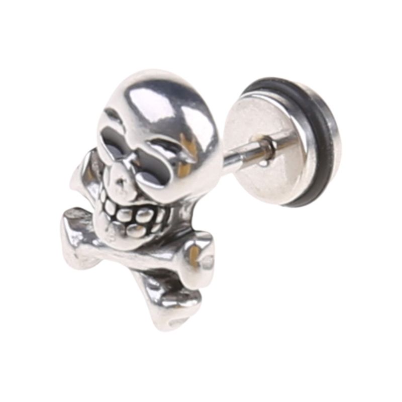 SIY  Retro Skull Head Ear Piercing Studs Earrings Titanium Steel Ear Ring Ghost Studs