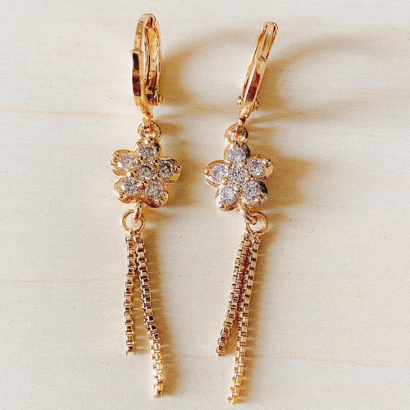 Anting Wanita Jurai Bintang Lima Zirconia Gold Xuping