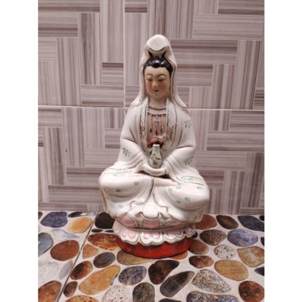 Patung Dewi Kwan Im Keramik Putih Kuno Jadul Antik