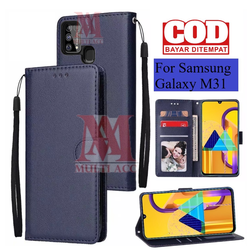 Leather Flip Cover SAMSUNG GALAXY M31 Wallet Case Kulit - Case Wallet Leather Flip Case
