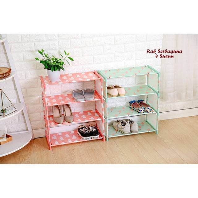 Rak Sepatu 4 Susun New Shoes Rack Portable Serbaguna Bongkar Pasang