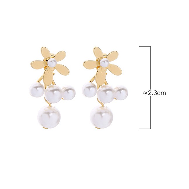 LRC Fashion Gold Alloy Pearl Flower Earrings F94067