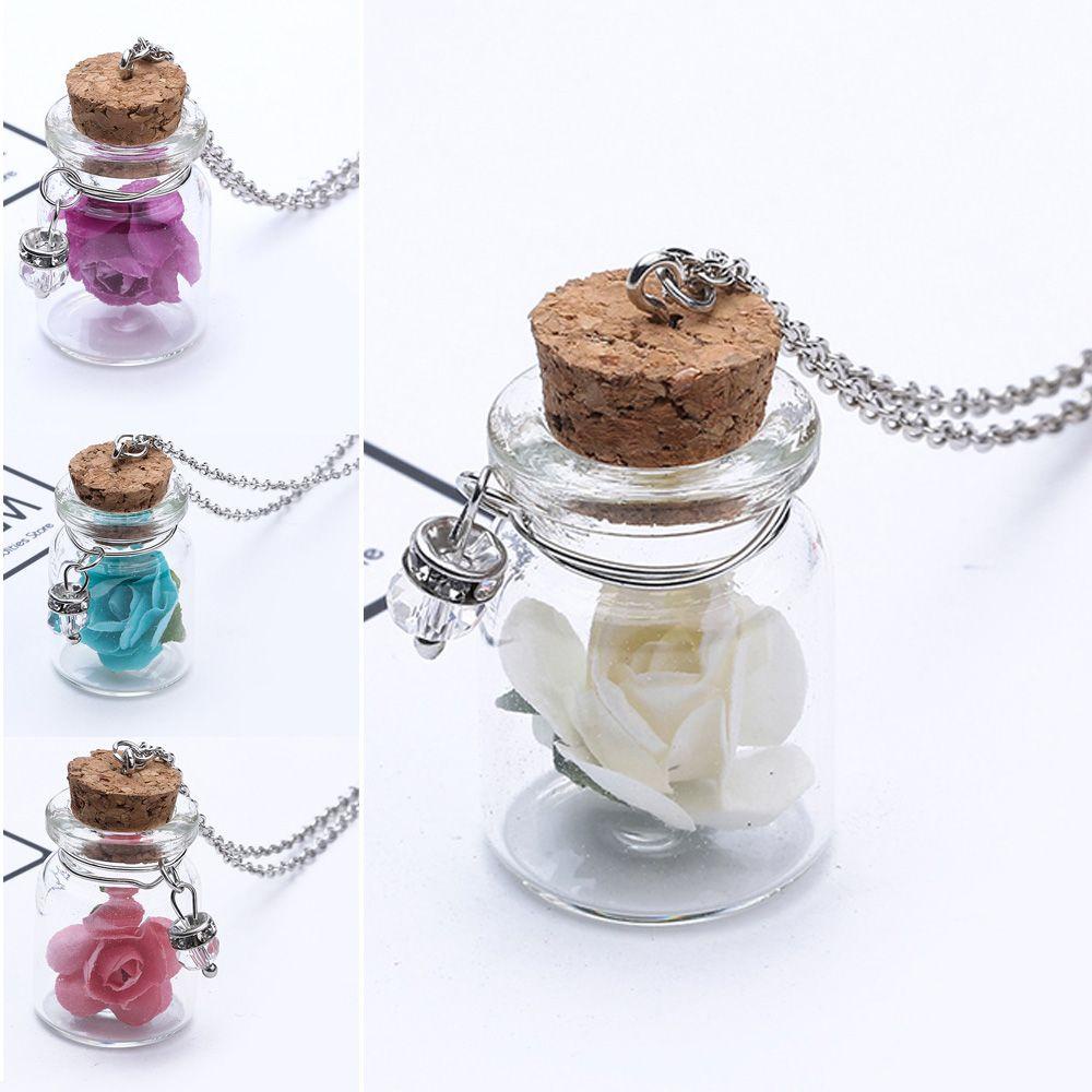 Kalung Rantai Panjang Dengan Liontin Botol Drift Untuk Wanita