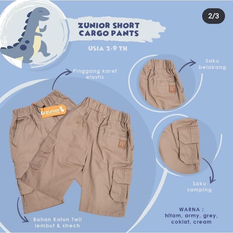 Celana Pendek Anak Laki laki Cargo Chinos Pdl Bahan Katun Warna Hitam Army Abu Banyak Saku Pakaian Harian Short Kargo