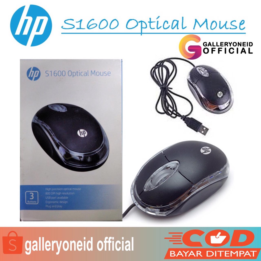 Mouse Kabel Usb Branded Optical Hp Wired Pc komputer laptop