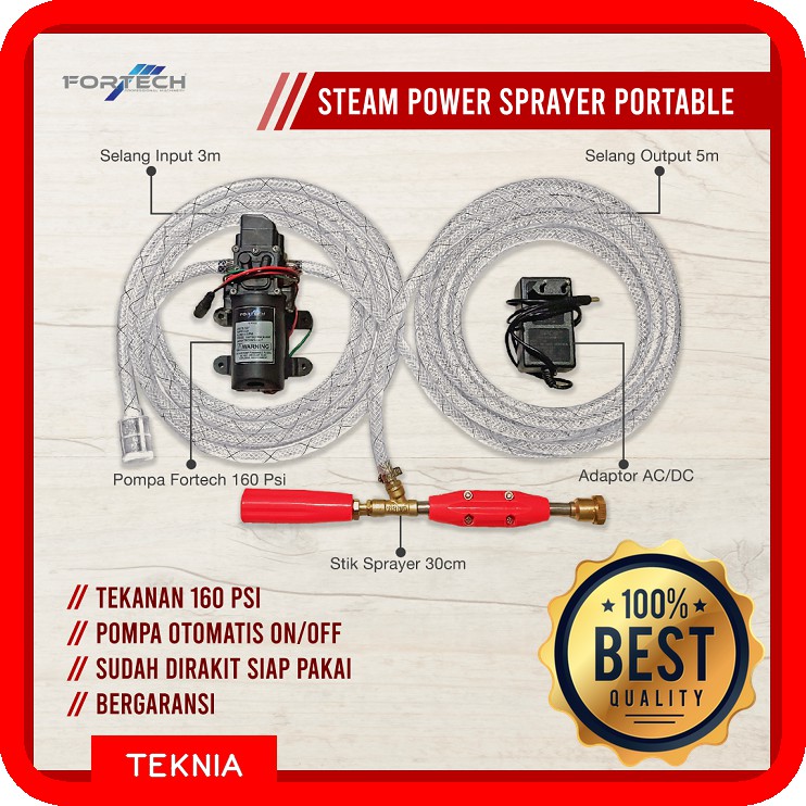 Alat Cuci Motor AC Mobil FORTECH Mesin Steam Power Sprayer Portable