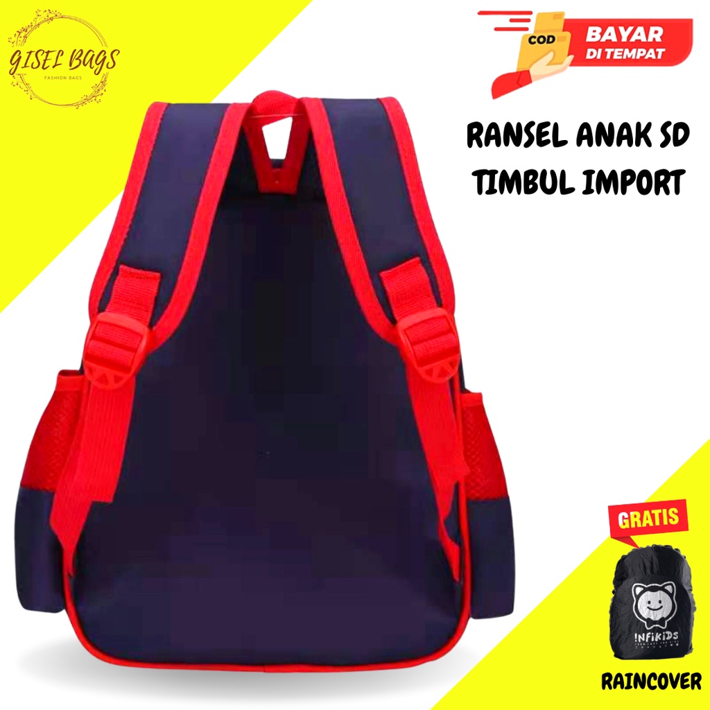 Tas anak laki laki sekolah sd gambar timbul karakter superhero waterproof