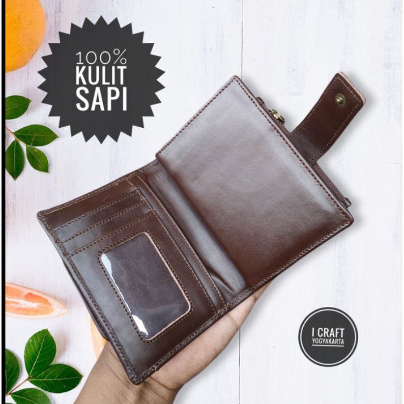 Dompet Kartu Wanita/Pria Kulit Asli Kulit Pullup