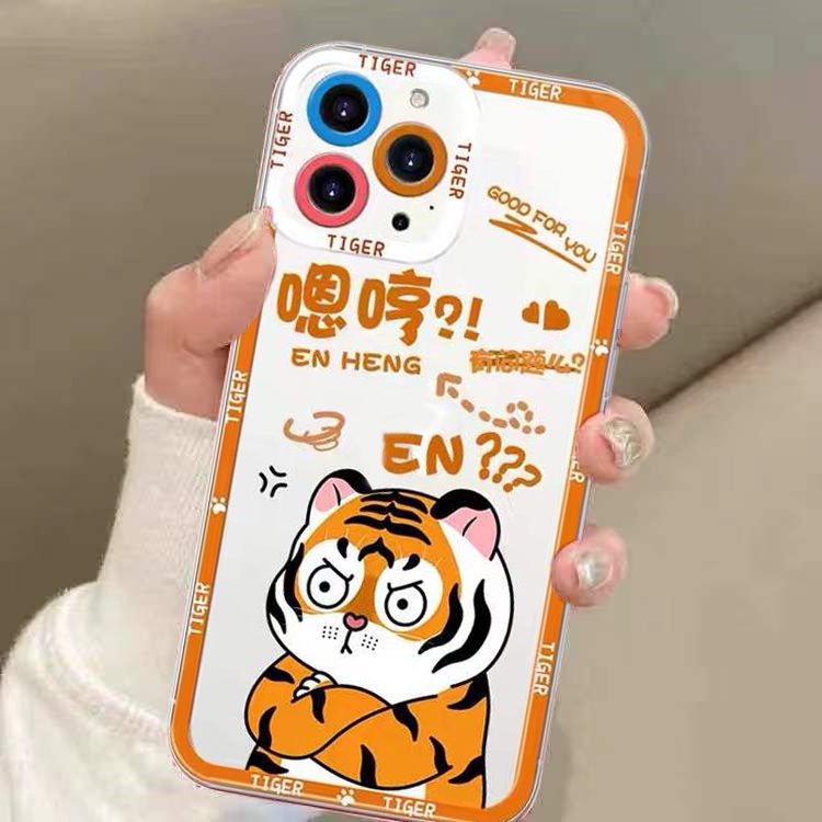 Soft Case Silikon TPU Transparan Motif Harimau Untuk IPhone 13 12 Mini 11 Pro X XR XS Max SE 2020 6 6S 7 8 Plus