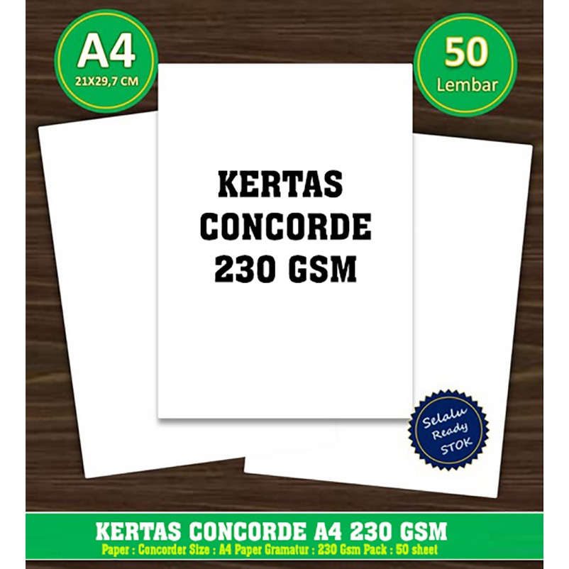 

KERTAS CONCORDE UKURAN A4 230-260 GSM 1 PAK ISI 50 LEMBAR