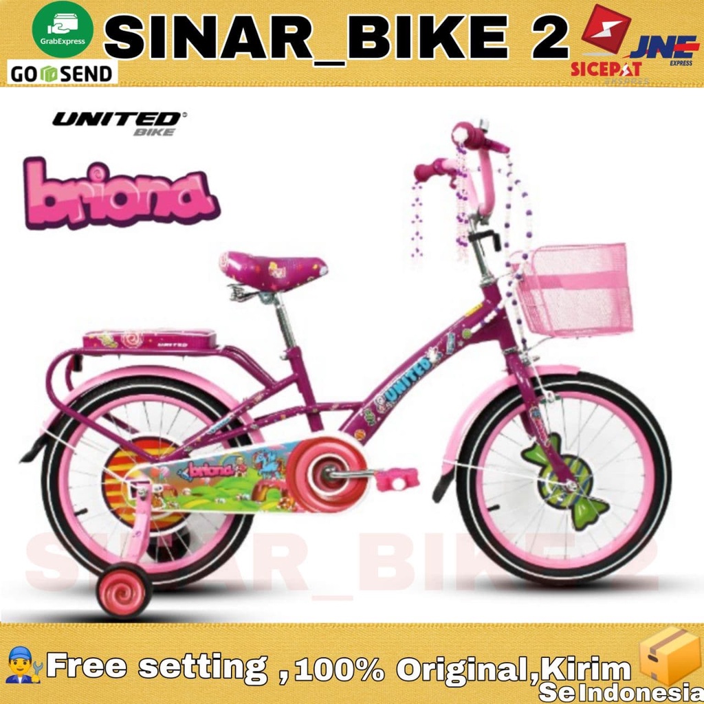 Sepeda Anak Perempuan UNITED BRIONA 12 16 &amp; 18 Inch Keranjang