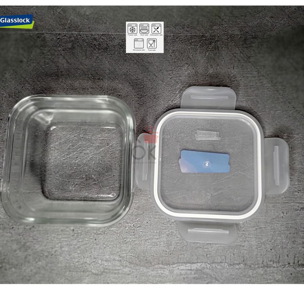 Wadah Makanan Kaca Import Korea Tahan Panas Kedap Udara Glasslock Oven safe wave 405 ml N1F2