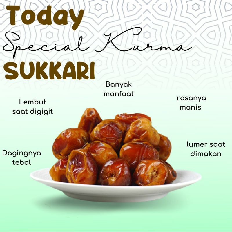 

Kurma Sukari Al-Qassim 3kg / Kurma Sukari Premium / Kurma Raja Arab Saudi / Kurma Basah