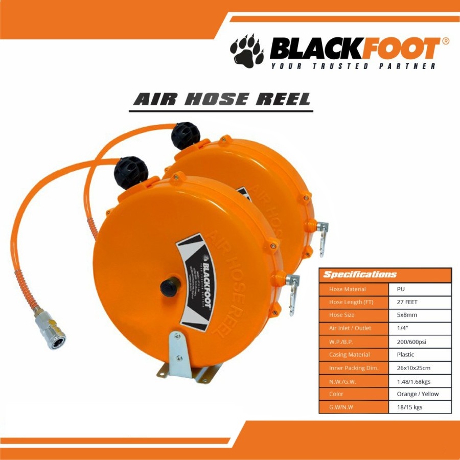 Blackfoot Air Hose Reel 8 Meter / Selang Recoil Model Gulung 8 Meter  / Selang Kompressor Model Gulung 8 meter / Air Compressor Hose Reel