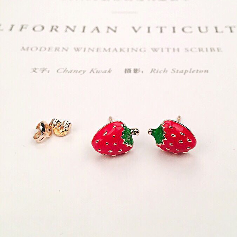 Anting Stud Desain Buah Strawberry Semangka Kumbang Untuk Wanita