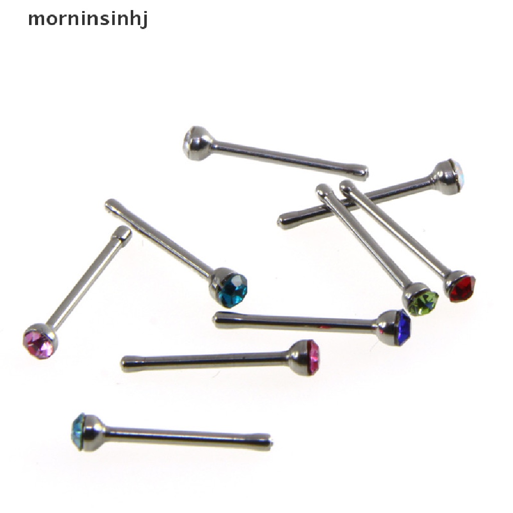 Mornin 60pcs Cincin Tindik Hidungtubuh Bahan Stainless Steel Hias Kristalberlian Imitasi